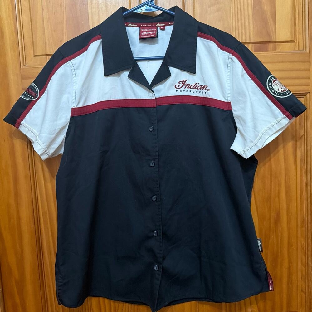 Indian Motorcycle Women's Button Down Short-Sleeve Shirt Size XL